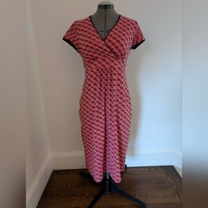 BODEN Pink and Navy Umbrella Cross-Front Dress Size 8L